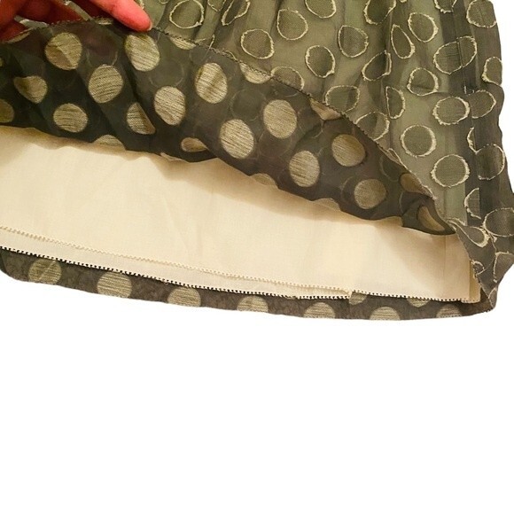 J Crew Womens 00 Army Green Textured Polka-dot Silk and Linen Pull on Mini Skirt - Picture 4 of 6